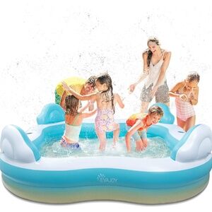 New EVAJOY Inflatable Swimming Pool Family Size Above Ground 4 Seats Backrests